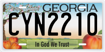 GA license plate CYN2210