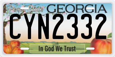 GA license plate CYN2332