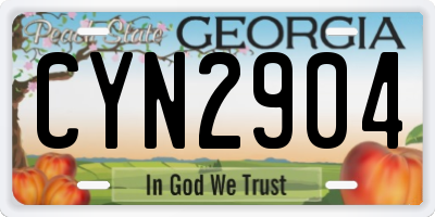 GA license plate CYN2904