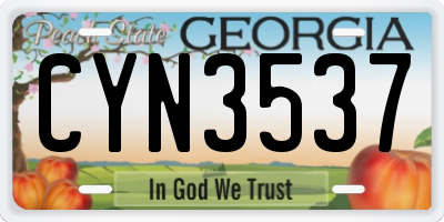 GA license plate CYN3537