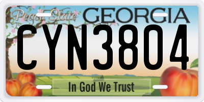 GA license plate CYN3804