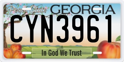 GA license plate CYN3961