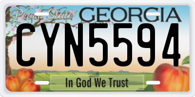 GA license plate CYN5594