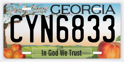 GA license plate CYN6833