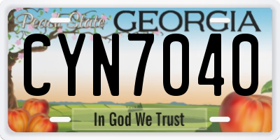 GA license plate CYN7040