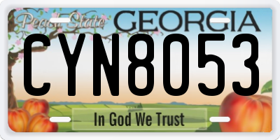 GA license plate CYN8053