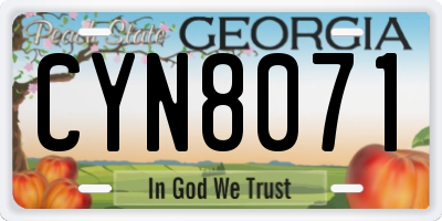 GA license plate CYN8071