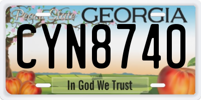 GA license plate CYN8740
