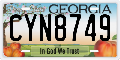 GA license plate CYN8749