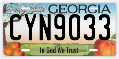 GA license plate CYN9033