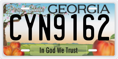GA license plate CYN9162