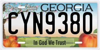 GA license plate CYN9380
