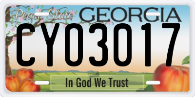 GA license plate CYO3017