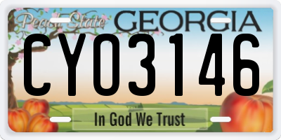GA license plate CYO3146