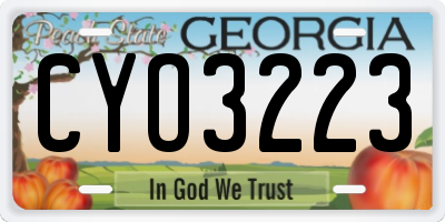 GA license plate CYO3223