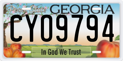 GA license plate CYO9794