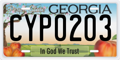 GA license plate CYP0203