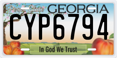 GA license plate CYP6794