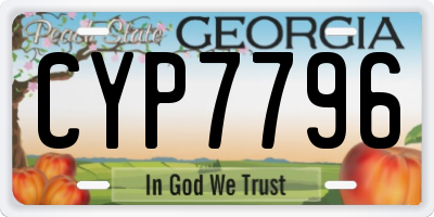 GA license plate CYP7796