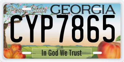 GA license plate CYP7865