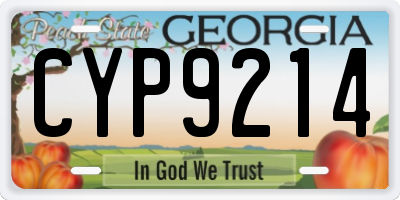 GA license plate CYP9214