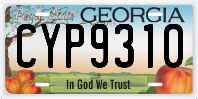 GA license plate CYP9310