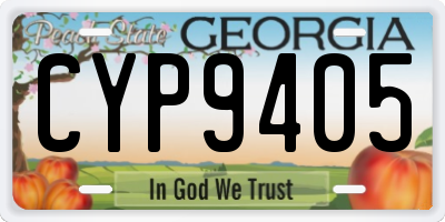 GA license plate CYP9405
