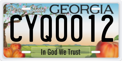 GA license plate CYQ0012