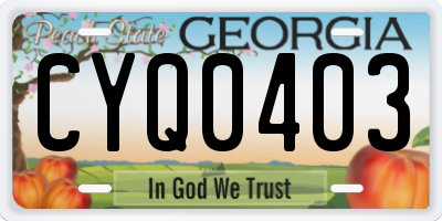 GA license plate CYQ0403