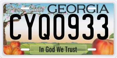 GA license plate CYQ0933