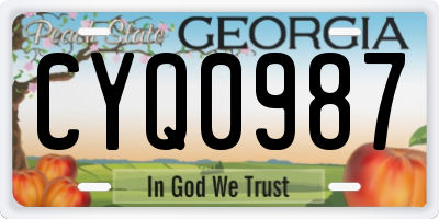 GA license plate CYQ0987