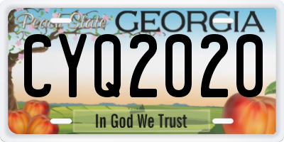 GA license plate CYQ2020