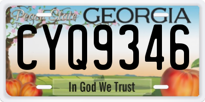 GA license plate CYQ9346