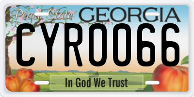 GA license plate CYR0066