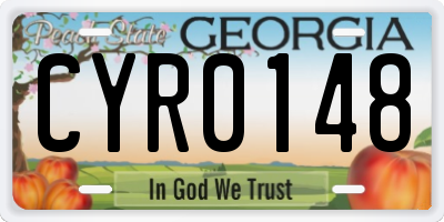 GA license plate CYR0148