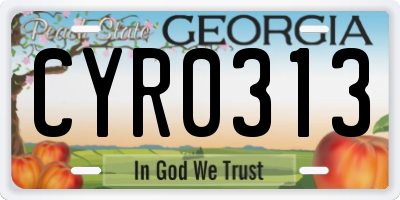 GA license plate CYR0313