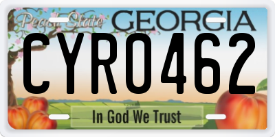 GA license plate CYR0462