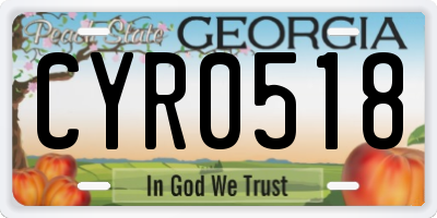 GA license plate CYR0518