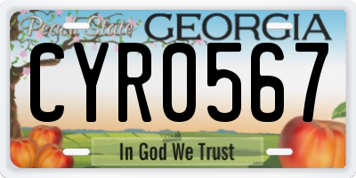 GA license plate CYR0567