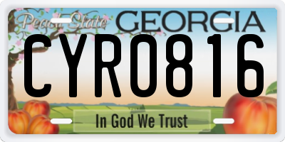 GA license plate CYR0816