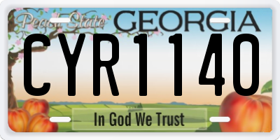 GA license plate CYR1140