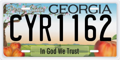 GA license plate CYR1162
