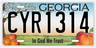 GA license plate CYR1314