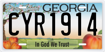 GA license plate CYR1914