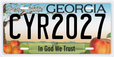 GA license plate CYR2027