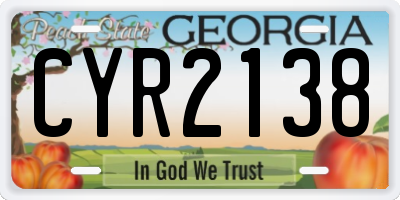 GA license plate CYR2138
