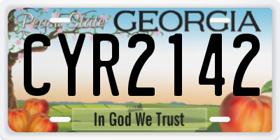 GA license plate CYR2142