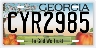 GA license plate CYR2985