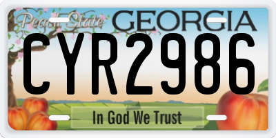 GA license plate CYR2986