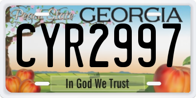 GA license plate CYR2997